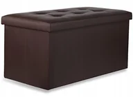 Pufy i podnóżki - Pufa składana XXL z guzikami - 80x40x40cm ekoskóra brąz - miniaturka - grafika 1