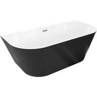 Wanny - Mexen Oris wanna wolnostojąca przyścienna ryflowana 170 x 80 cm, biała/czarna, przelew różowe złoto - 52871708075-60 - miniaturka - grafika 1