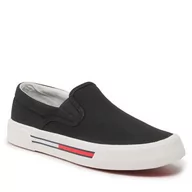 Trampki damskie - Tenisówki Tommy Jeans Slip On Wmn EN0EN02088 Black 0GJ - miniaturka - grafika 1