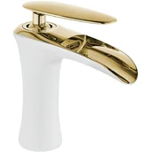 Baterie umywalkowe - Mexen Lyra bateria umywalkowa, biała/złota - 745300-25 - miniaturka - grafika 1