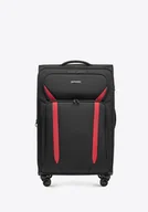 Walizki - Duża walizka miękka dwukolorowa czarno - czerwona - miniaturka - grafika 1