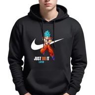 Bluzy męskie - Bluza Męska Czarna Z Kapturem Just Do It Later Sportowe Super Wzory - Xxl - miniaturka - grafika 1