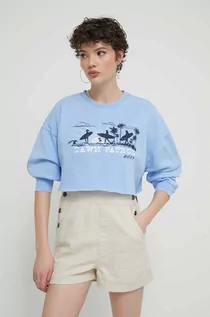 Bluzy damskie - Roxy bluza damska kolor niebieski z nadrukiem ARJFT04238 - grafika 1