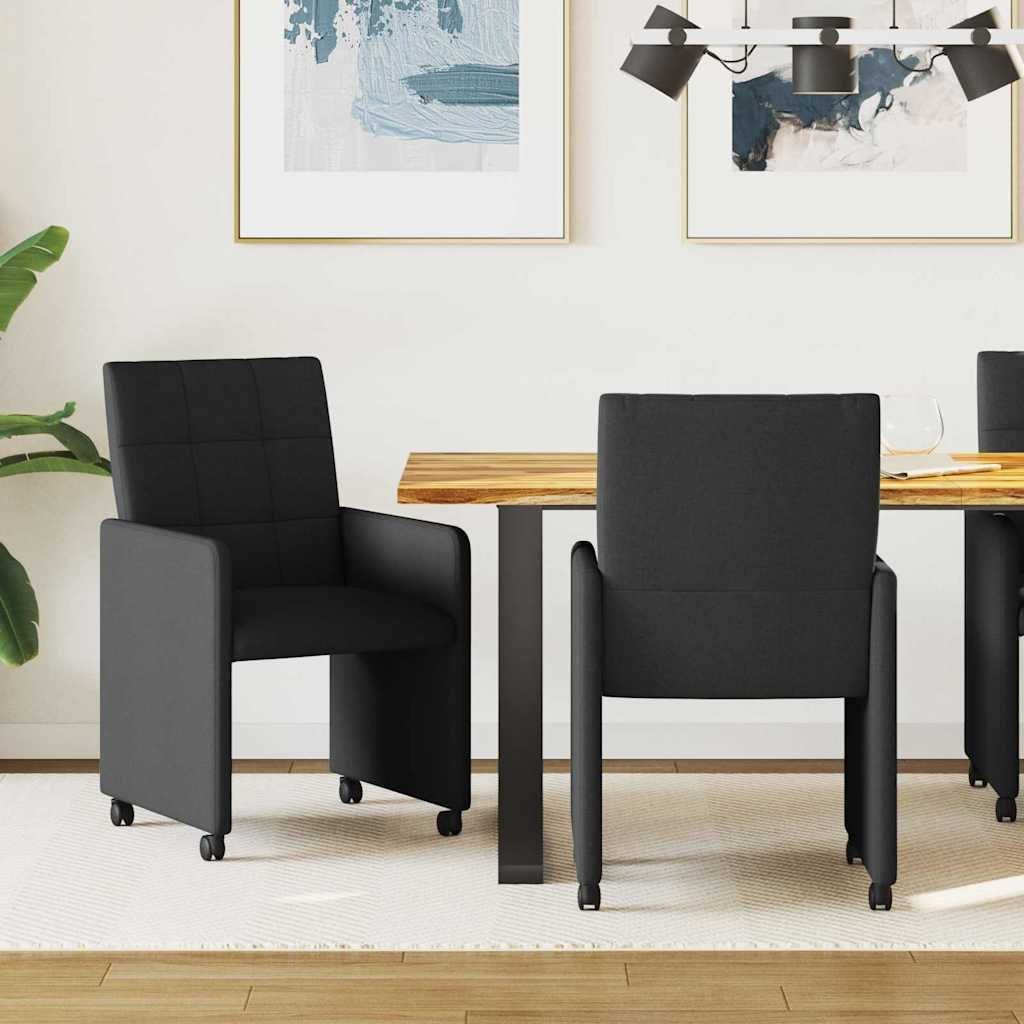 vidaXL vidaXL Krzesełka jadalne na kółkach 2 pcs Czarny 58 x 65 x 94 cm