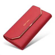 Portfele - Portfel damski skóra naturalna duży pojemny elegancki na prezent czerwony - miniaturka - grafika 1