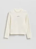 Bluzki dla dziewczynek - Reserved - Bawełniana bluzka z haftem - złamana biel - miniaturka - grafika 1