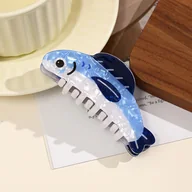 Ozdoby do włosów - TEMU 1 szt. Duża spinka do włosów dla kobiet - Uroczy niebiesko-biało morski design płetwy i ogonu rekina, trwała plastikowa opaska inspirowana anime - miniaturka - grafika 1