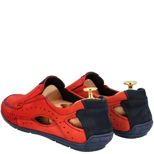 Letnie mokasyny skórzane - KENT 91 CZERWONE - Mokasyny męskie - miniaturka - grafika 11