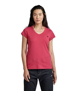 Koszulki i topy damskie - G-STAR RAW Women's Eyben Stripe Slim V-Neck Top T-Shirt, różowy (Bright Bazooka 4107-7178), XXL, Różowy (Bright Bazooka 4107-7178), XXL - grafika 1