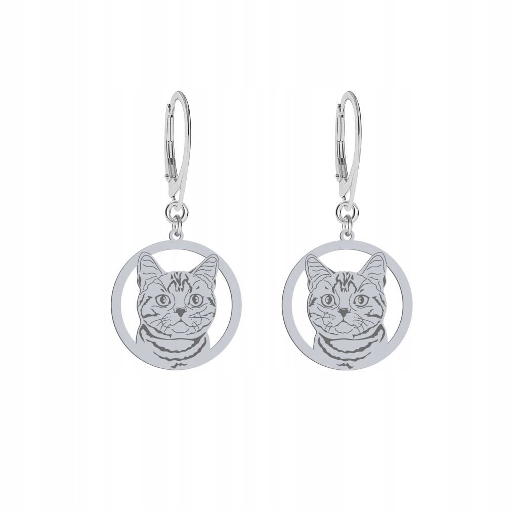 Kolczyki Srebrne Kot American Shorthair 925 Prezent Biżuteria GRAWER GRATIS
