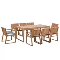 Meble ogrodowe - Beliani Zestaw ogrodowy drewniany stół i 8 krzeseł z poduszkami niebiesko-biał - miniaturka - grafika 1
