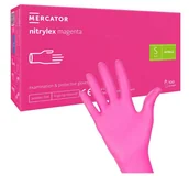 Pozostałe akcesoria fryzjerskie - Mercator Nitrylex Magenta, rękawice nitrylowe, 100szt., rozmiar S - miniaturka - grafika 1