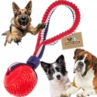 Zabawki dla psów - Mocna Piłka Do Aportowania Dla Psa Szarpak Zabawka Sznur Lina Gryzak Gumowa - miniaturka - grafika 1