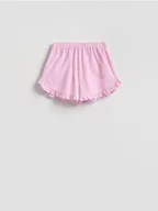 Spodenki damskie - Reserved - Bawełniane szorty z falbankami - różowy - miniaturka - grafika 1
