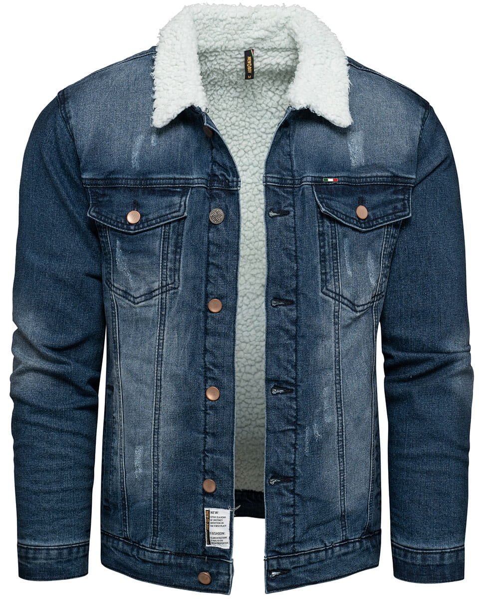 Kurtka męska jeansowa sherpa Recea - S