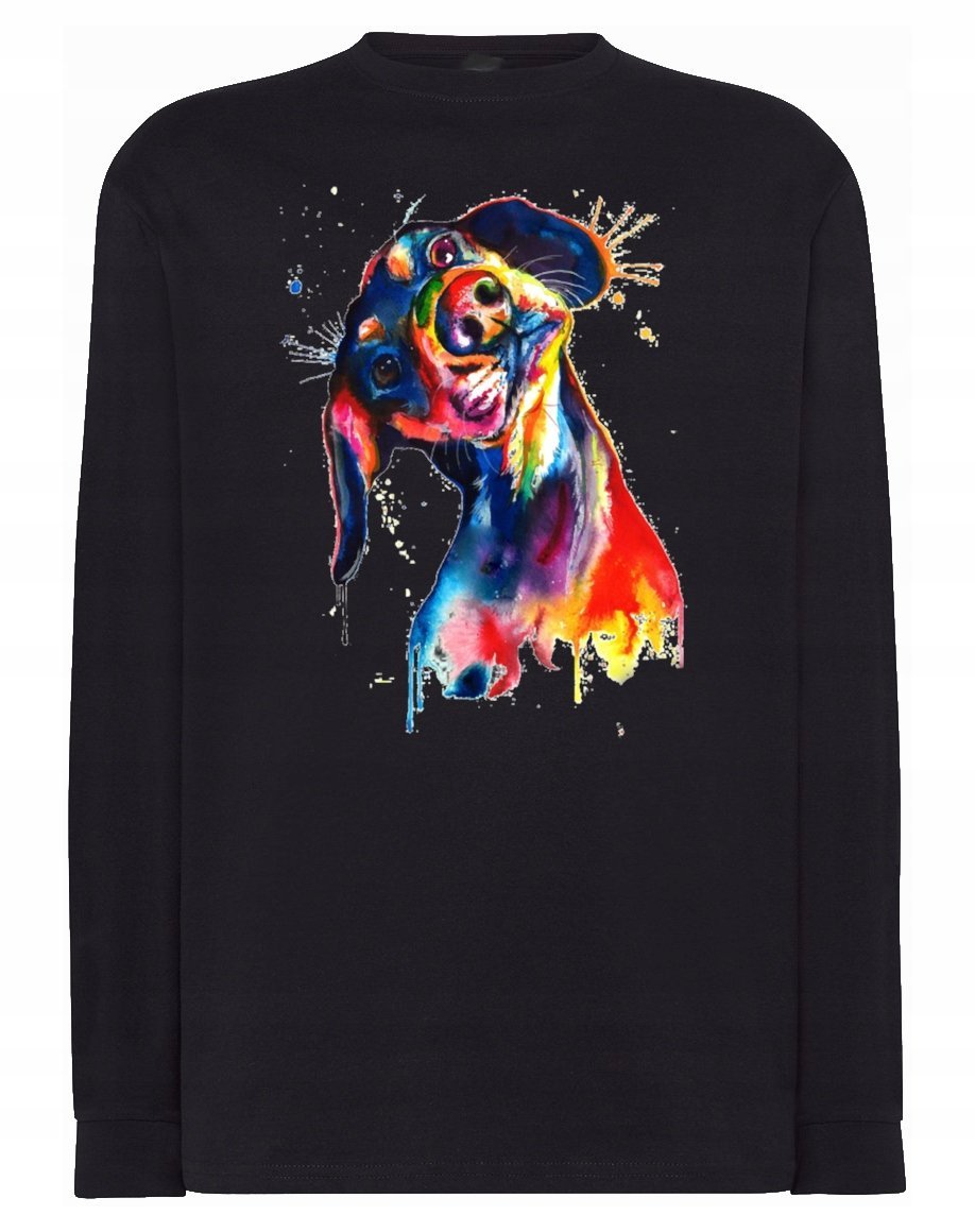 Longsleeve męski nadruk pies Jamnik r.S