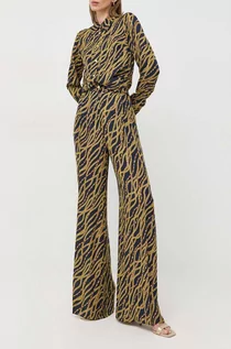 Spodnie damskie - MICHAEL Michael Kors spodnie z domieszką jedwabiu kolor granatowy szerokie high waist - grafika 1