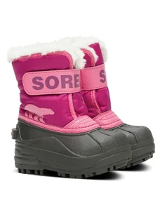 Sorel Kozaki zimowe "Snow Commander" w kolorze antracytowo-różowym - Kozaki damskie - miniaturka - grafika 1