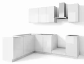 Meble kuchenne - Zestaw Mebli Kuchennych Alba 240X180-P Akryl Biały Połysk - miniaturka - grafika 1