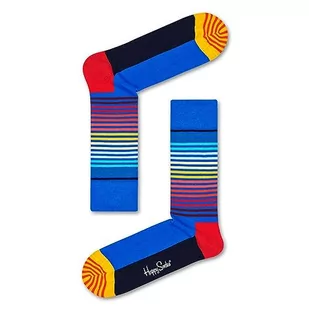 Happy Socks Half Stripe, kolorowe i zabawne, Skarpety dla kobiet i mężczyzn, Niebieski-Czerwony-Żółty-Czarny (36-40) - Skarpetki męskie - miniaturka - grafika 1