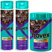 Zestawy kosmetyków damskich - Novex Novex My Curls - zestaw do włosów kręconych, szampon 300ml, odżywka 300ml i maska 400ml 80/zestaw - miniaturka - grafika 1