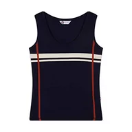 Koszulki i topy damskie - ROLAND GARROS Damska koszulka na ramiączkach w paski ciemnoniebieska kolor tanktop minimalistyczne paski odzież sportowa lub miejska górna część rozmiar XL-RTSW0120-MAR-XL, granatowa, XL - miniaturka - grafika 1