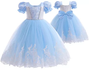 Sukienka Strój Kopciuszek Cinderella Balowa Tiul Koronka 134/140 Cm (140) - Stroje karnawałowe - miniaturka - grafika 1