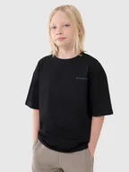 Koszulki dla chłopców - 4F T-shirt oversize z napisem chłopięcy - czarny 122 (6-7 lat) - miniaturka - grafika 1