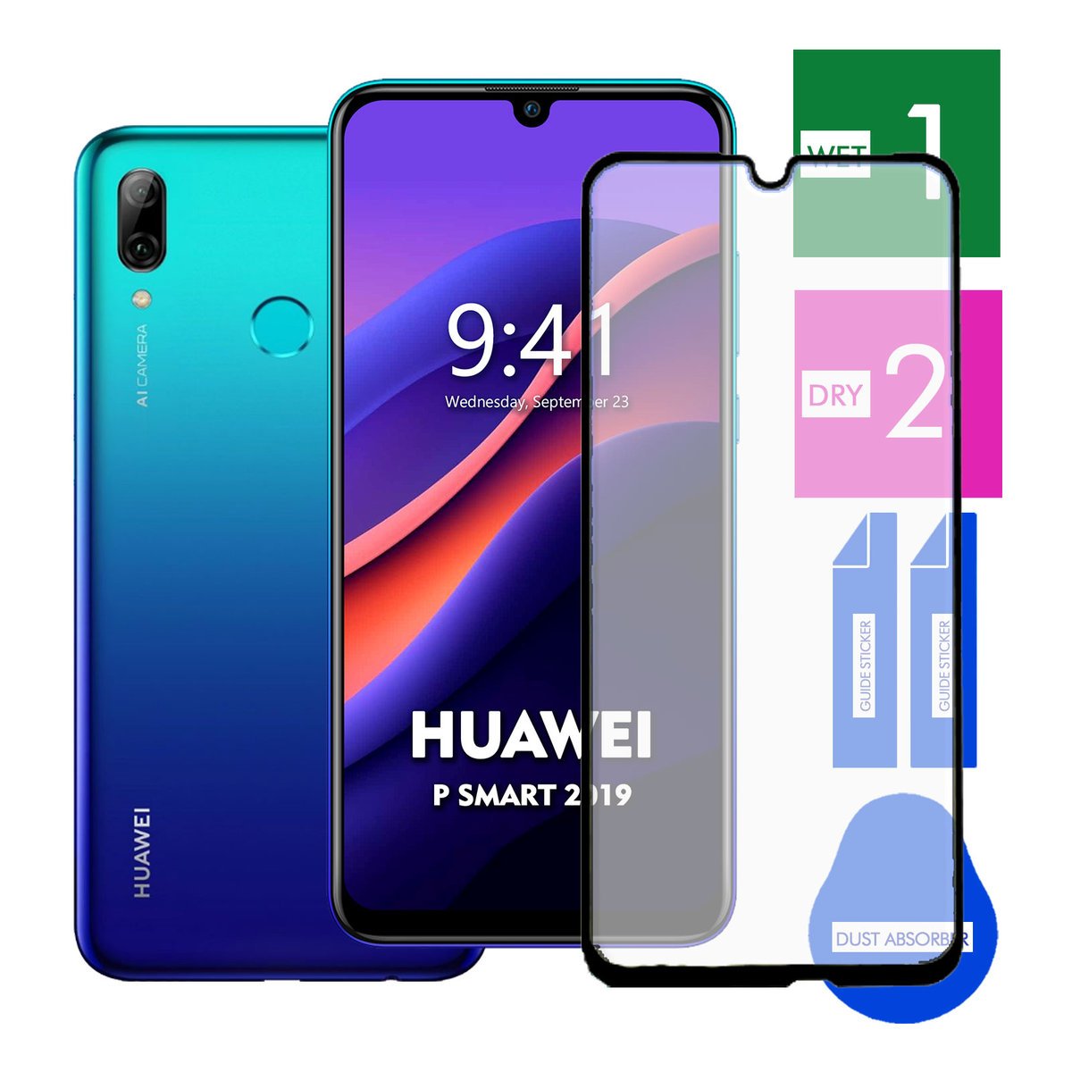 SZKŁO HARTOWANE DO HUAWEI P SMART 2019 NA TELEFON PEŁNE CAŁY EKRAN 9H 5D