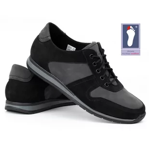 Buty męskie skórzane sneakersy 0234W czarne z szarym - WASAK - Sneakersy męskie - miniaturka - grafika 1