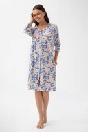 Szlafroki damskie - Szlafrok damski LUNA kod 390 niebieski łososiowy kwiaty XL - miniaturka - grafika 1