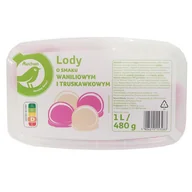 Lody i desery lodowe - Auchan - Lody o smaku waniliowym i truskawkowym - miniaturka - grafika 1