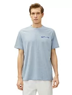 Koszulki męskie - Koton Koszulka męska z nadrukiem z krótkim rękawem z okrągłym dekoltem, Niebieski (655), XXL - miniaturka - grafika 1