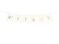 Wesele i ślub - PartyDeco Baner weselny Witamy biały 15x80 cm GRL69-008 - miniaturka - grafika 1