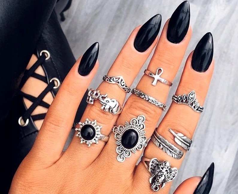 pierścionek PUNK GOTHIC, zestaw 9 szt