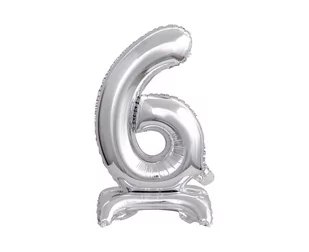 Godan Balon foliowy stojący cyfra 6 srebrna - 38 cm BC-ATS6 - Balony i akcesoria - miniaturka - grafika 1