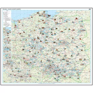 Polska mapa ścienna sanktuariów na podkładzie do wpinania - pinboard, 1:600 000, ArtGlob - Mały naukowiec - miniaturka - grafika 1