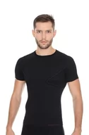 Koszulki sportowe męskie - Koszulka termoaktywna męska Brubeck Active Wool SS11710 czarny - miniaturka - grafika 1