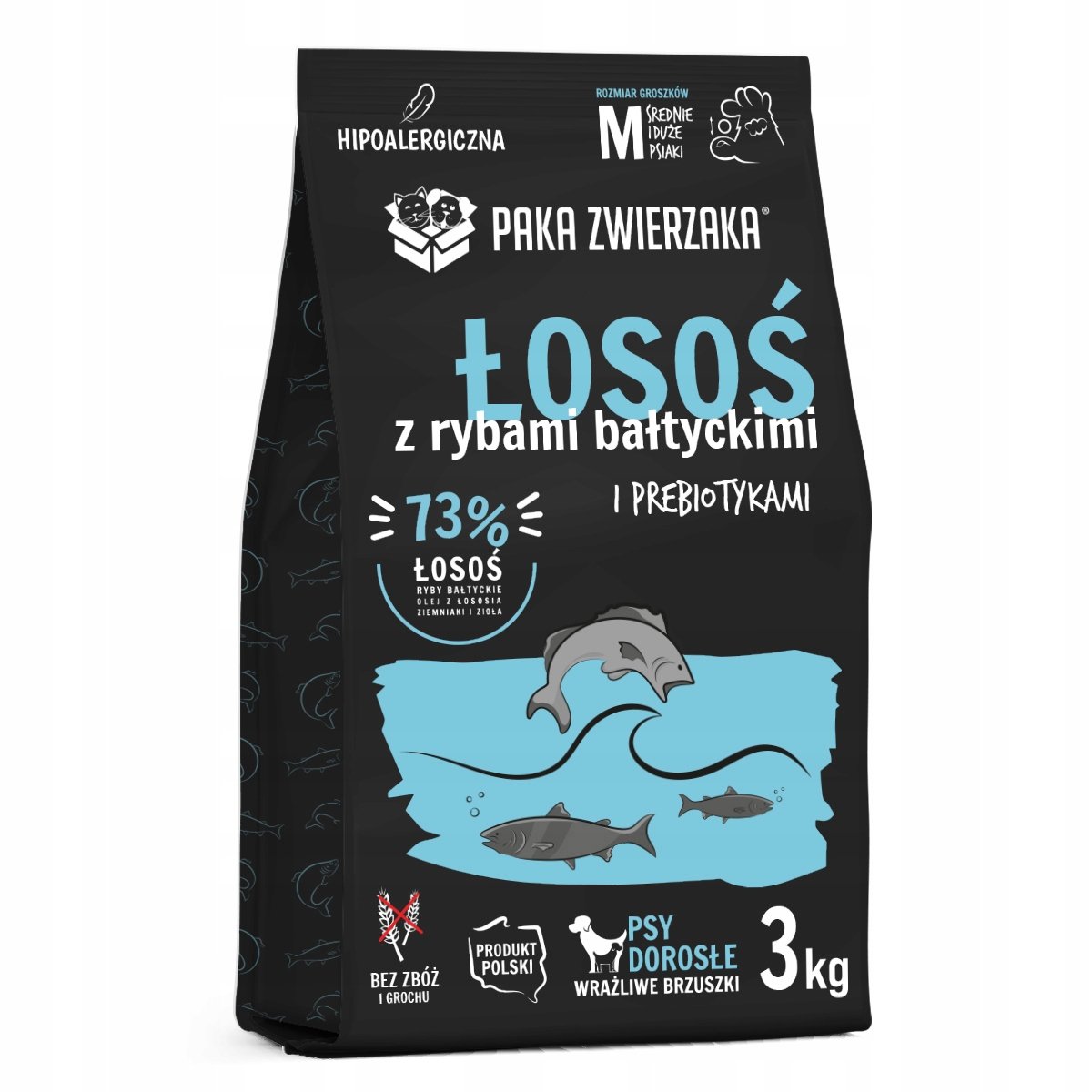 Paka Zwierzaka Sucha Karma dla Psa Łosoś Ryby Bałtyckie 3kg
