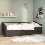 Łóżka - shumee shumee 3 osobowa sofa/łóżko z szufladami szara sosnowa 90 x 200 cm - miniaturka - grafika 1