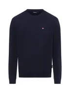 Bluzy męskie - Napapijri Bluza męska - Balis Crew 1 Mężczyźni Materiał dresowy niebieski jednolity, S - miniaturka - grafika 1