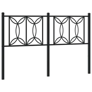 vidaXL Metalowe wezgłowie, czarne, 140 cm - Inne meble do sypialni - miniaturka - grafika 1