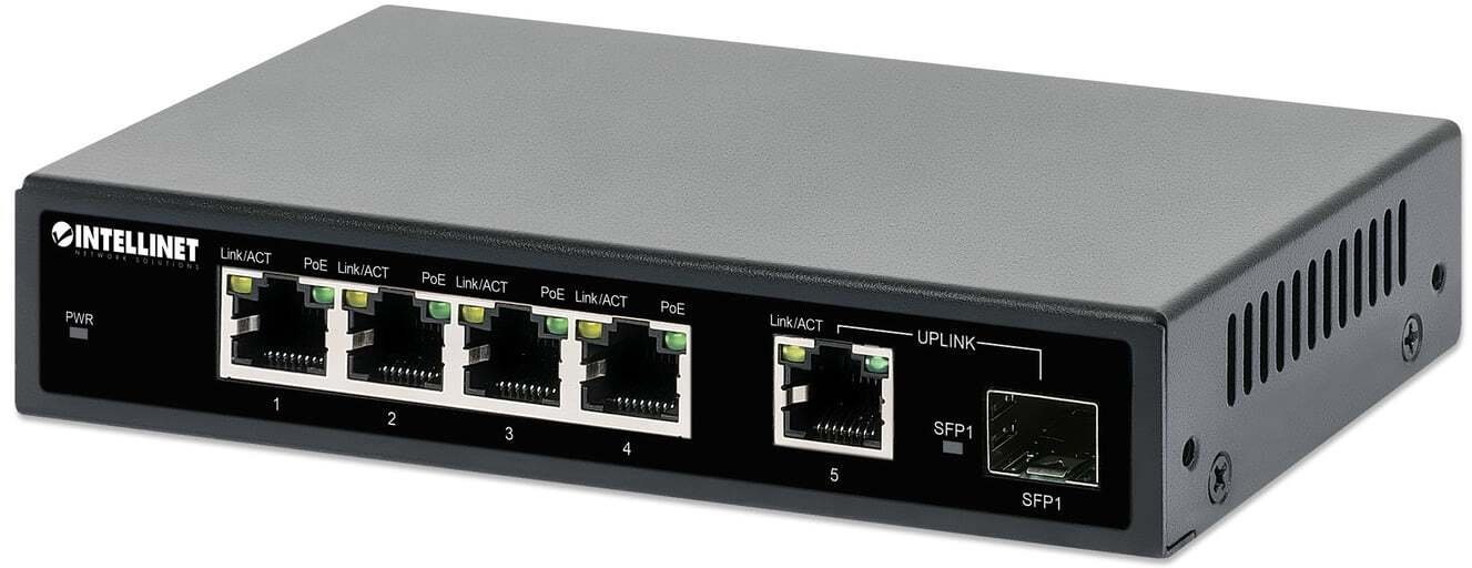 Switch Intellinet 561822 sieciowe połączenia Gigabit Ethernet 10/100/1000 wsparcie PoE czarny