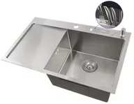 Zlewozmywaki - Zlew kuchenny stalowy jednokomorowy z ociekaczem po lewej 80 cm Nett NS-7848L - miniaturka - grafika 1