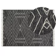 Dywany - Lumarko Dywan bawełniany 140 x 200 cm biało-czarny KHENIFRA - miniaturka - grafika 1