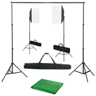 Lampy studyjne - vidaXL Lampa studyjna Fotograficzny zestaw studyjny z lampami softbox i tłem 3055057 - miniaturka - grafika 1