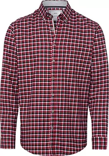 Koszule męskie - BRAX Męska koszula w stylu Daniel C Light Flanell Check w kratkę, koszula flanelowa z kołnierzem button-down, Burned RED, L - grafika 1