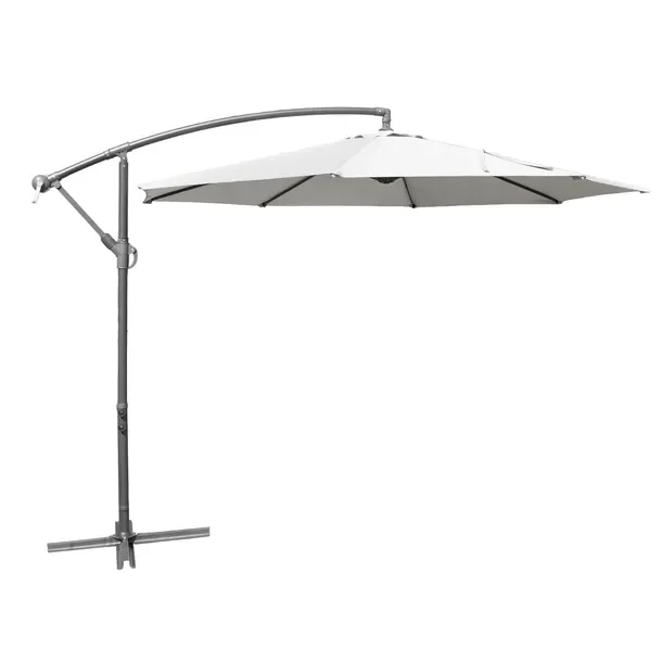 Parasol Ogrodowy Duży Składany Szary Tarasowy 300 Cm Wysięgnik 8 Ramion