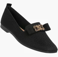 Mokasyny damskie - Mokasyny Damskie Wsuwane Buty Baleriny Eleganckie Półbuty Czarne Czarny 38 - miniaturka - grafika 1