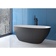 Wanny - Besco Goya XS wanna wolnostojąca 142x62 cm czarny mat/biały połysk/chrom #WMMC-140G - miniaturka - grafika 1
